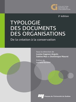 cover image of Typologie des documents des organisations, 2e édition